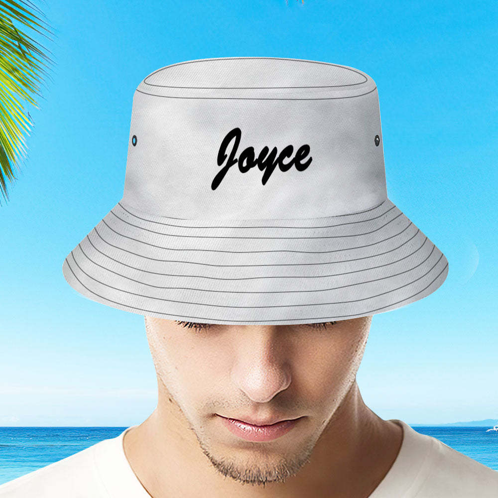 Custom Bucket Hat Unisex Bucket Hat with Text Personalize Wide Brim Outdoor Summer Cap Hiking Beach Sports Hats Gift for Lover Blue - MyFaceBoxer
