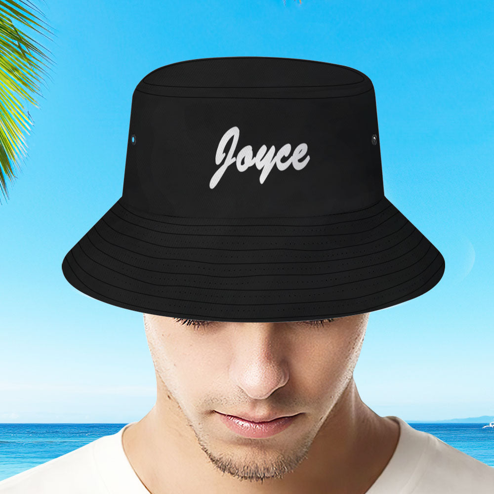 Custom Bucket Hat Unisex Bucket Hat with Text Personalize Wide Brim Outdoor Summer Cap Hiking Beach Sports Hats Gift for Lover Black - MyFaceBoxer