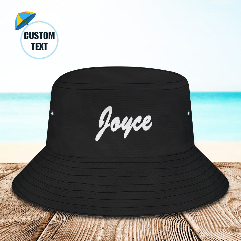 Custom Bucket Hat Unisex Bucket Hat with Text Personalize Wide Brim Outdoor Summer Cap Hiking Beach Sports Hats Gift for Lover Black - MyFaceBoxer