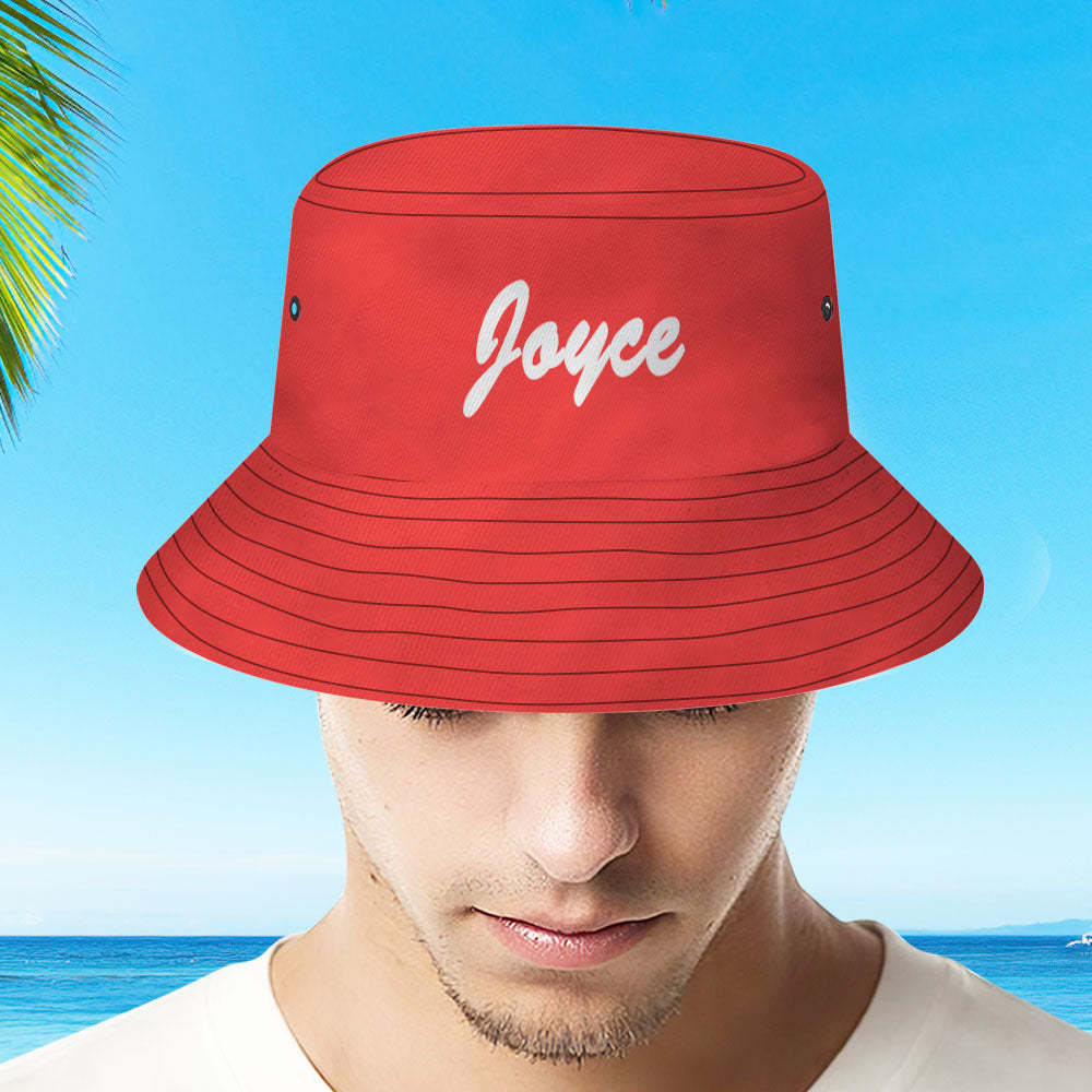 Custom Bucket Hat Unisex Bucket Hat with Text Personalize Wide Brim Outdoor Summer Cap Hiking Beach Sports Hats Gift for Lover Blue - MyFaceBoxer