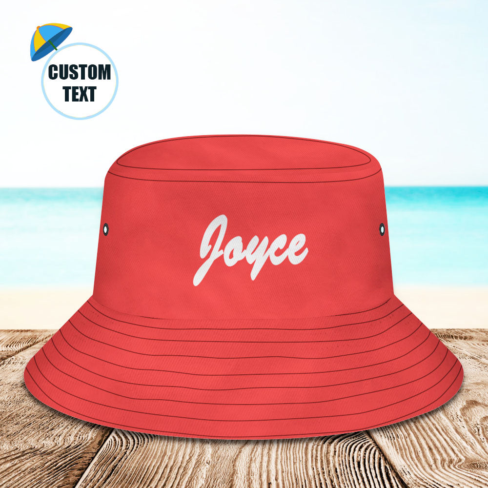 Custom Bucket Hat Unisex Bucket Hat with Text Personalize Wide Brim Outdoor Summer Cap Hiking Beach Sports Hats Gift for Lover Red - MyFaceBoxer