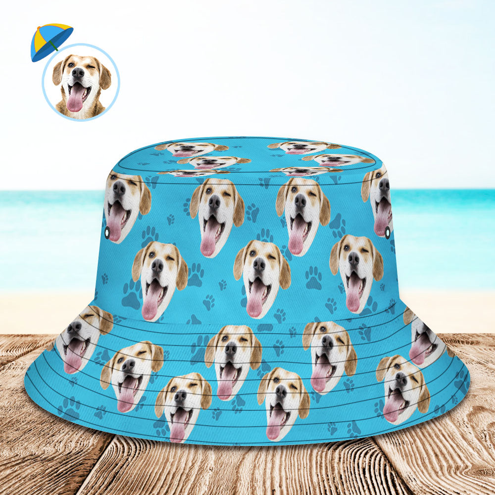 Custom Bucket Hat Unisex Face Bucket Hat Personalize Wide Brim Outdoor Summer Cap Hiking Beach Sports Hats Gift for Lover-Dog Pattern Bucket Hat - MyFaceBoxer