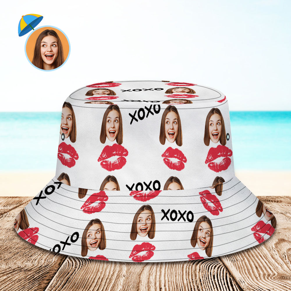 Personalized Red Lip Hawaiian Fisherman Hat Bucket Hat Valentine's Day Gift - MyFaceBoxer