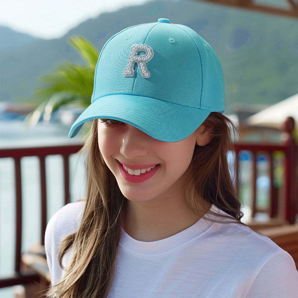 Custom Pearl Letter Baseball Cap Personalized Name Fashion Sun Cap Summer Gift for Her - MyFaceBoxer