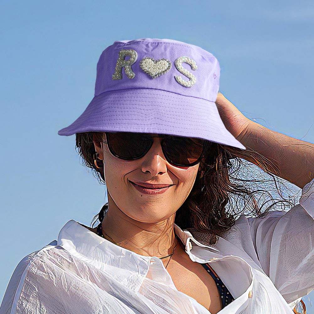 Custom Pearl Bucket Hat Personalized Letter Fashion Bucket Hat Summer Gift for Her - MyFaceBoxer