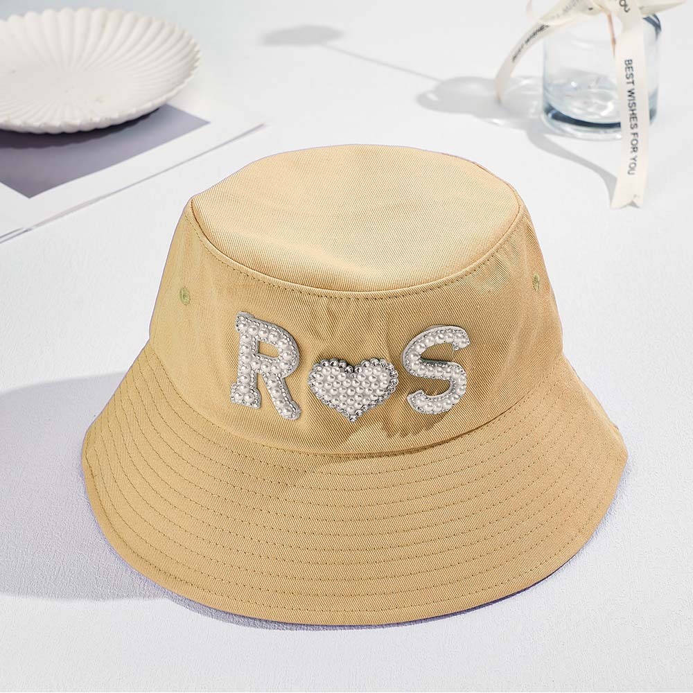 Custom Pearl Bucket Hat Personalized Letter Fashion Bucket Hat Summer Gift for Her - MyFaceBoxer