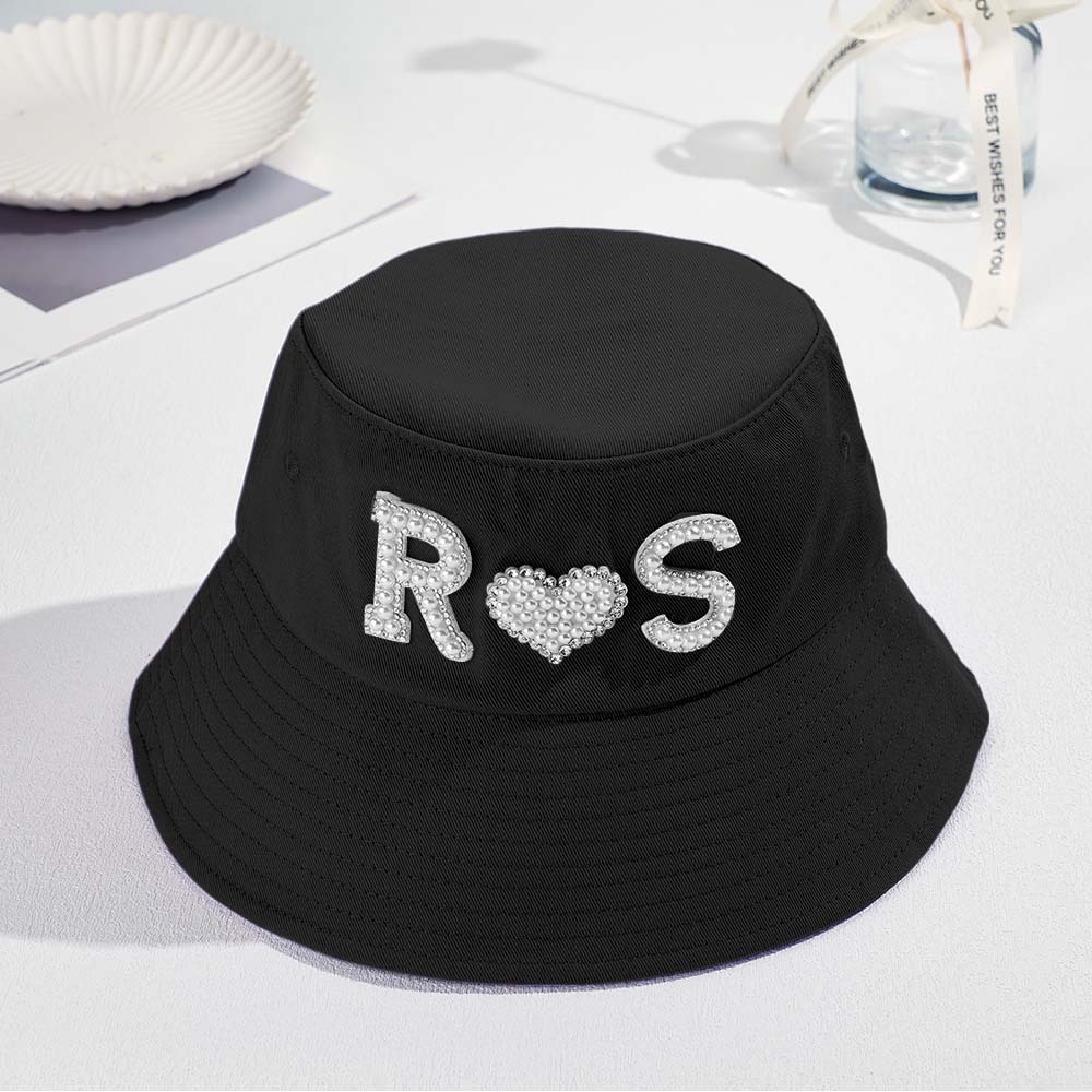 Custom Pearl Bucket Hat Personalized Letter Fashion Bucket Hat Summer Gift for Her - MyFaceBoxer