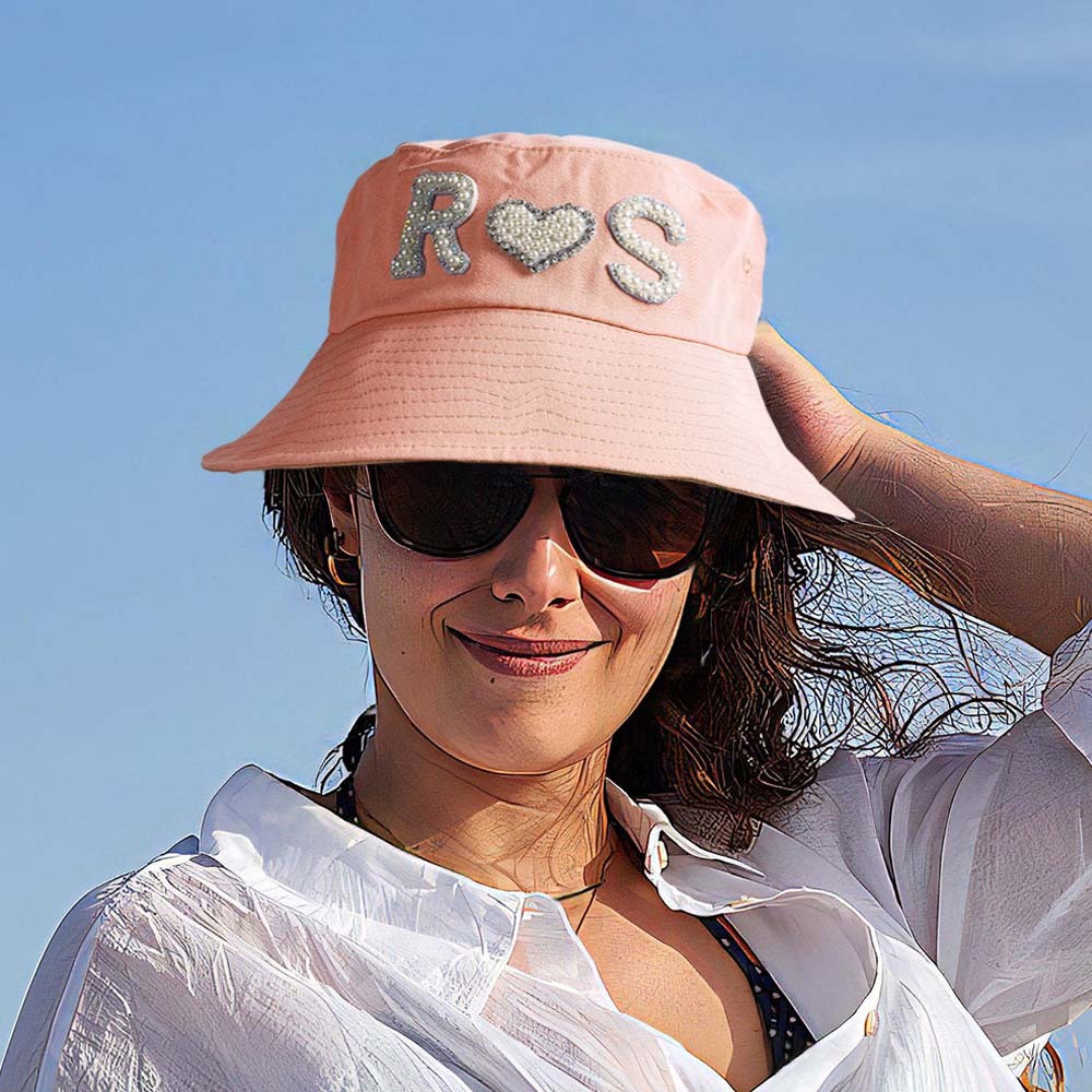 Custom Pearl Bucket Hat Personalized Letter Fashion Bucket Hat Summer Gift for Her - MyFaceBoxer