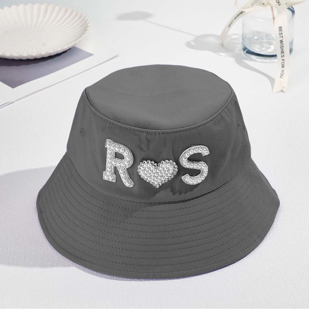 Custom Pearl Bucket Hat Personalized Letter Fashion Bucket Hat Summer Gift for Her - MyFaceBoxer