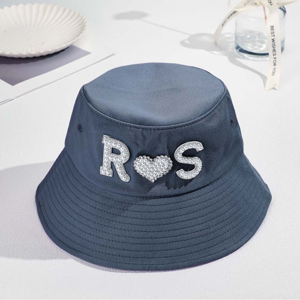 Custom Pearl Bucket Hat Personalized Letter Fashion Bucket Hat Summer Gift for Her - MyFaceBoxer