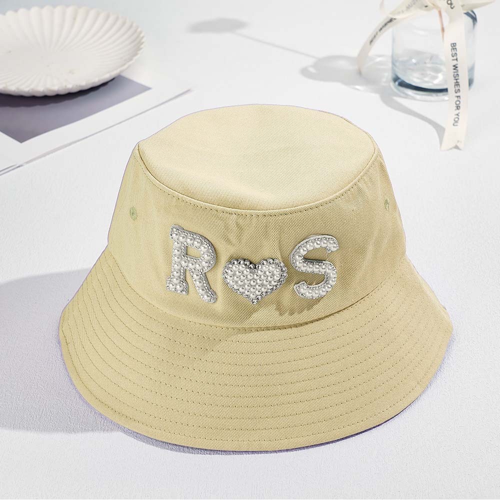 Custom Pearl Bucket Hat Personalized Letter Fashion Bucket Hat Summer Gift for Her - MyFaceBoxer