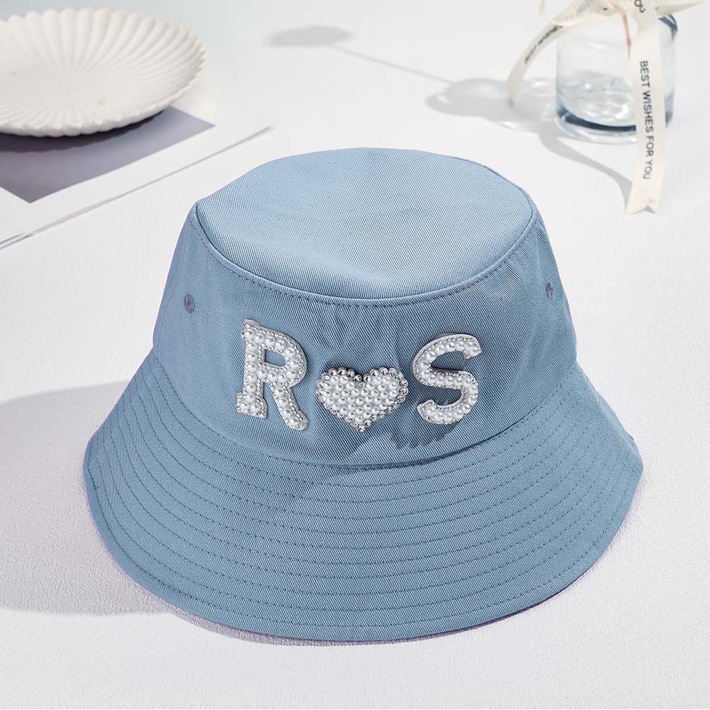 Custom Pearl Bucket Hat Personalized Letter Fashion Bucket Hat Summer Gift for Her - MyFaceBoxer