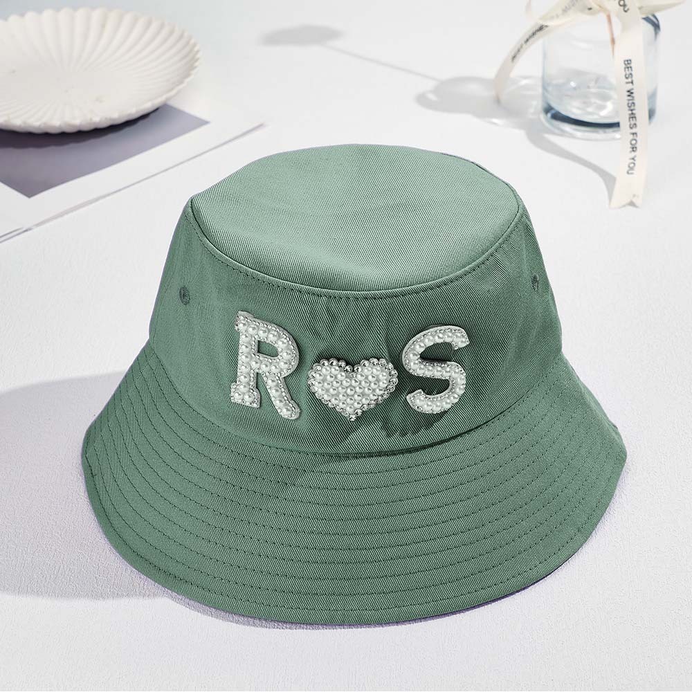 Custom Pearl Bucket Hat Personalized Letter Fashion Bucket Hat Summer Gift for Her - MyFaceBoxer