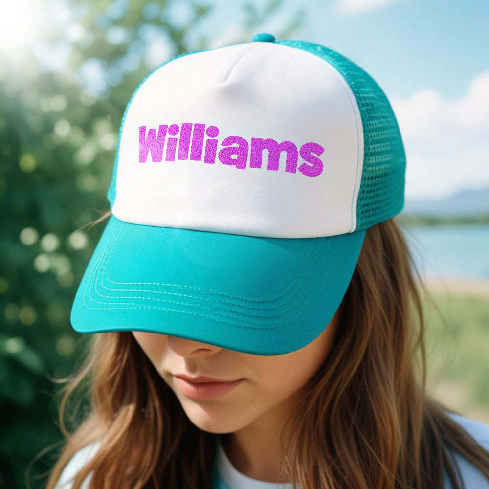 Custom Puff Print Trucker Hat Personalized Name Light-changing Foam Trucker Caps - MyFaceBoxer