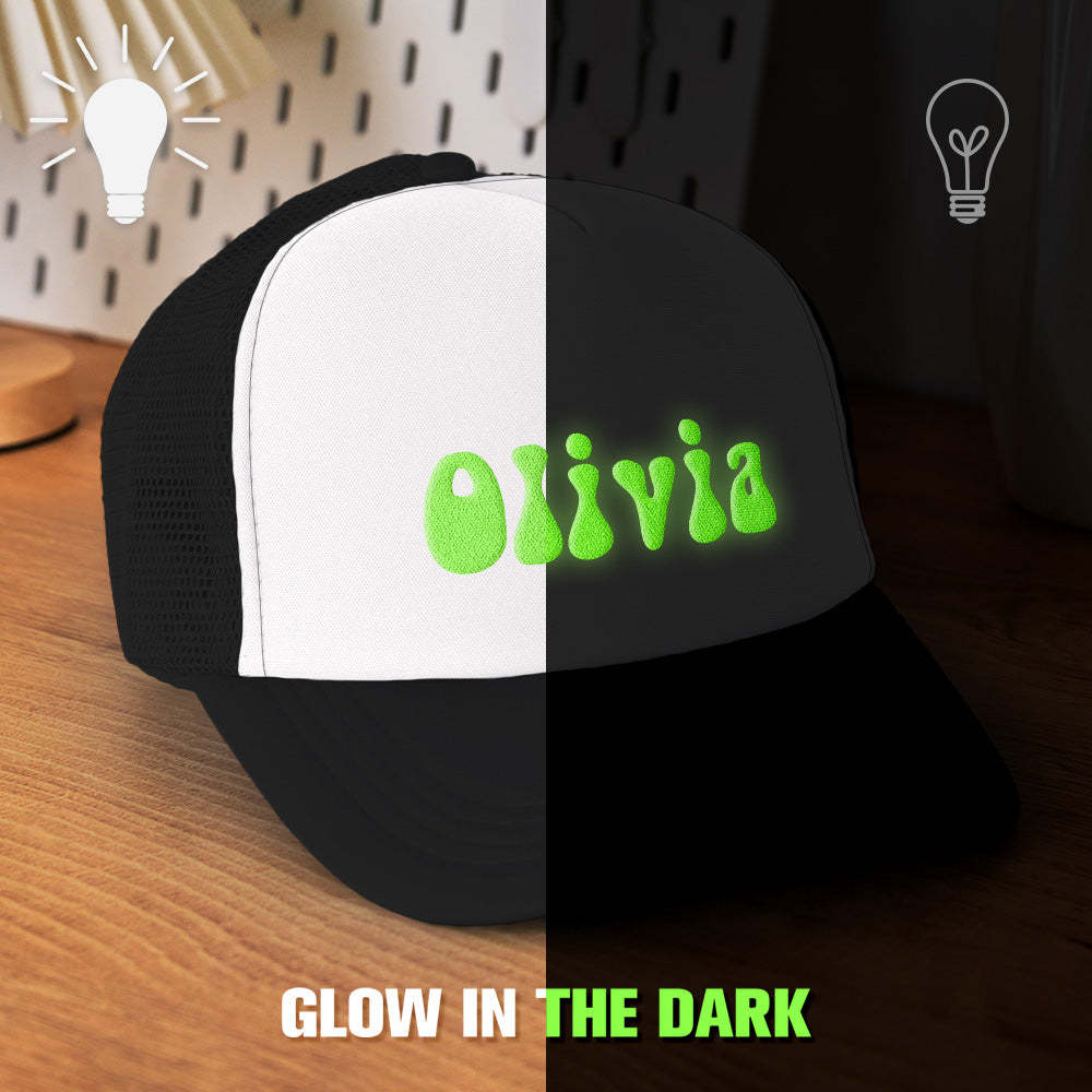 Custom Puff Print Trucker Hat Personalized Glow-in-the-dark Foam Trucker Caps for Adult - MyFaceBoxer
