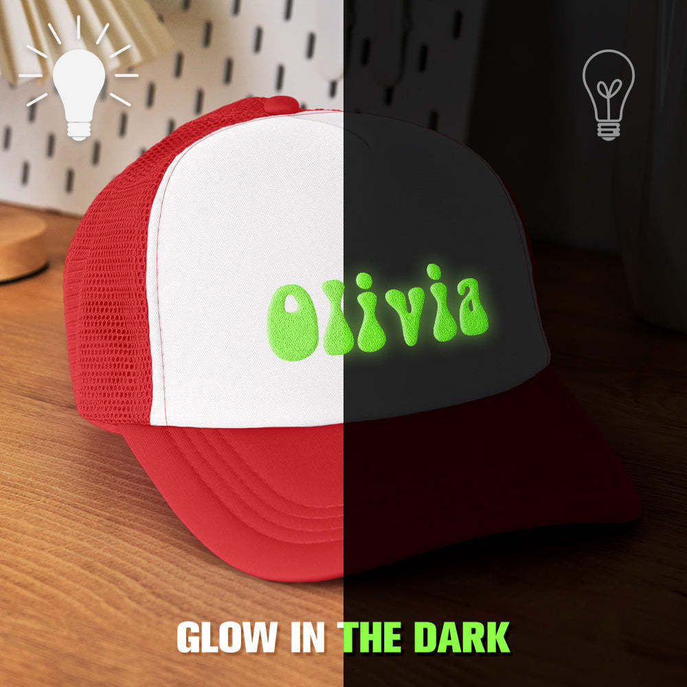 Custom Puff Print Trucker Hat Personalized Glow-in-the-dark Foam Trucker Caps for Adult - MyFaceBoxer