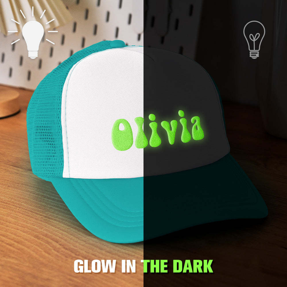 Custom Puff Print Trucker Hat Personalized Glow-in-the-dark Foam Trucker Caps for Adult - MyFaceBoxer