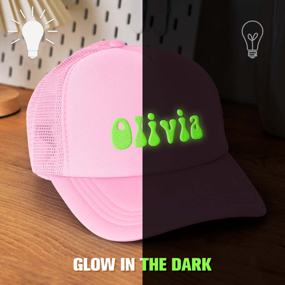 Custom Puff Print Trucker Hat Personalized Glow-in-the-dark Foam Trucker Caps for Adult - MyFaceBoxer