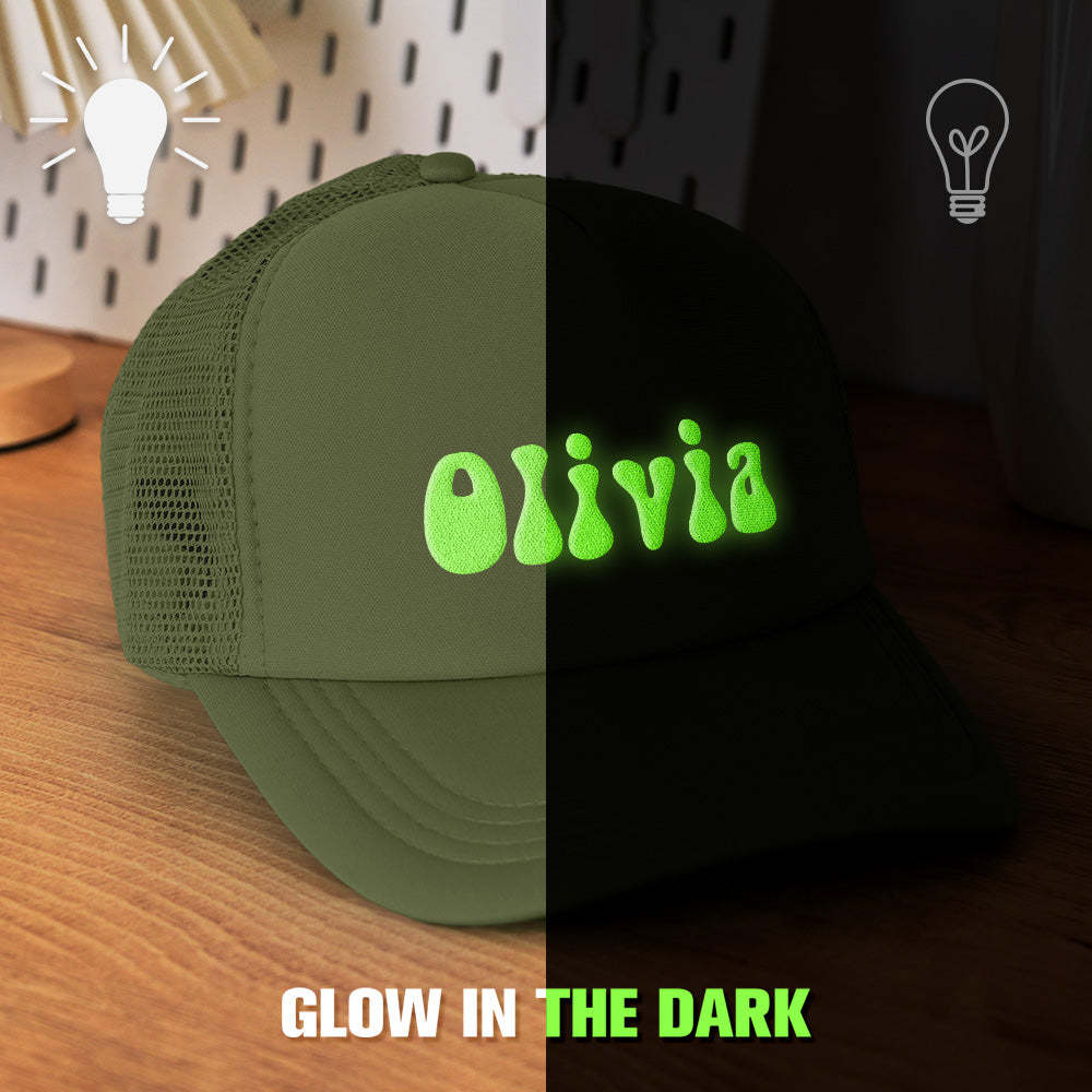 Custom Puff Print Trucker Hat Personalized Glow-in-the-dark Foam Trucker Caps for Adult - MyFaceBoxer