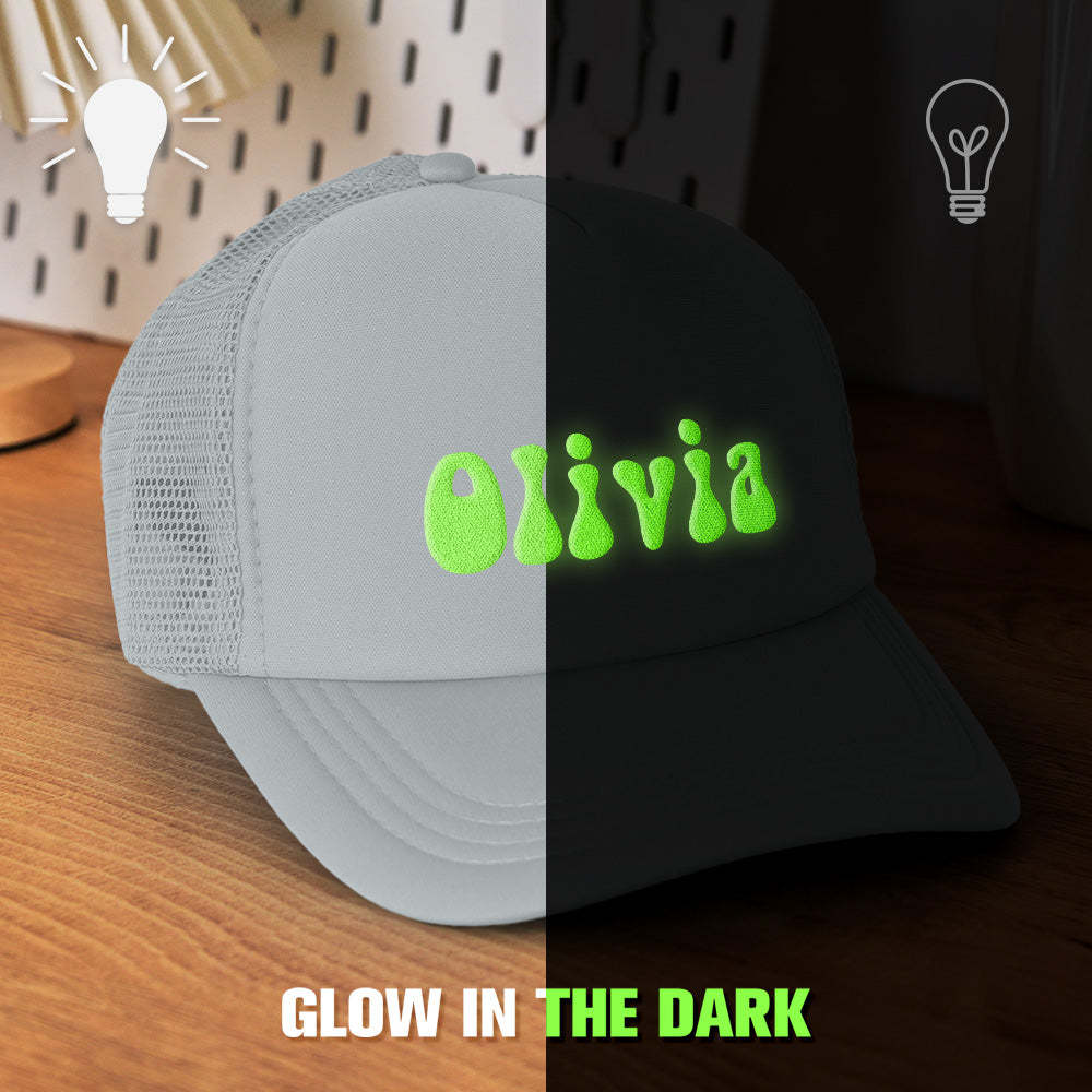 Custom Puff Print Trucker Hat Personalized Glow-in-the-dark Foam Trucker Caps for Adult - MyFaceBoxer
