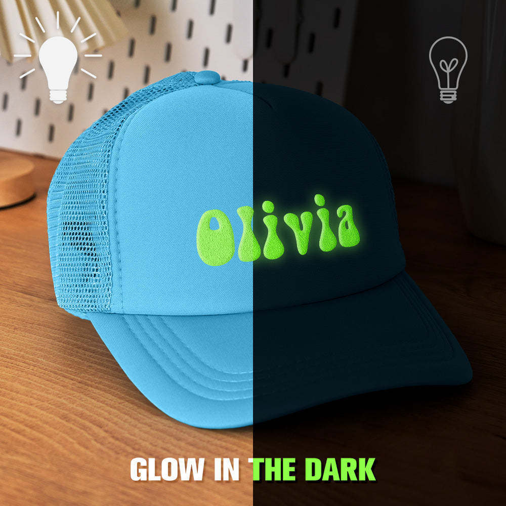 Custom Puff Print Trucker Hat Personalized Glow-in-the-dark Foam Trucker Caps for Adult - MyFaceBoxer