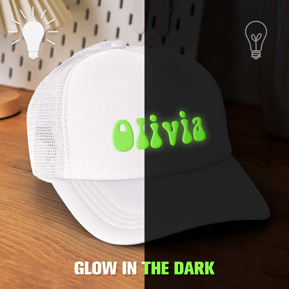 Custom Puff Print Trucker Hat Personalized Glow-in-the-dark Foam Trucker Caps for Adult - MyFaceBoxer