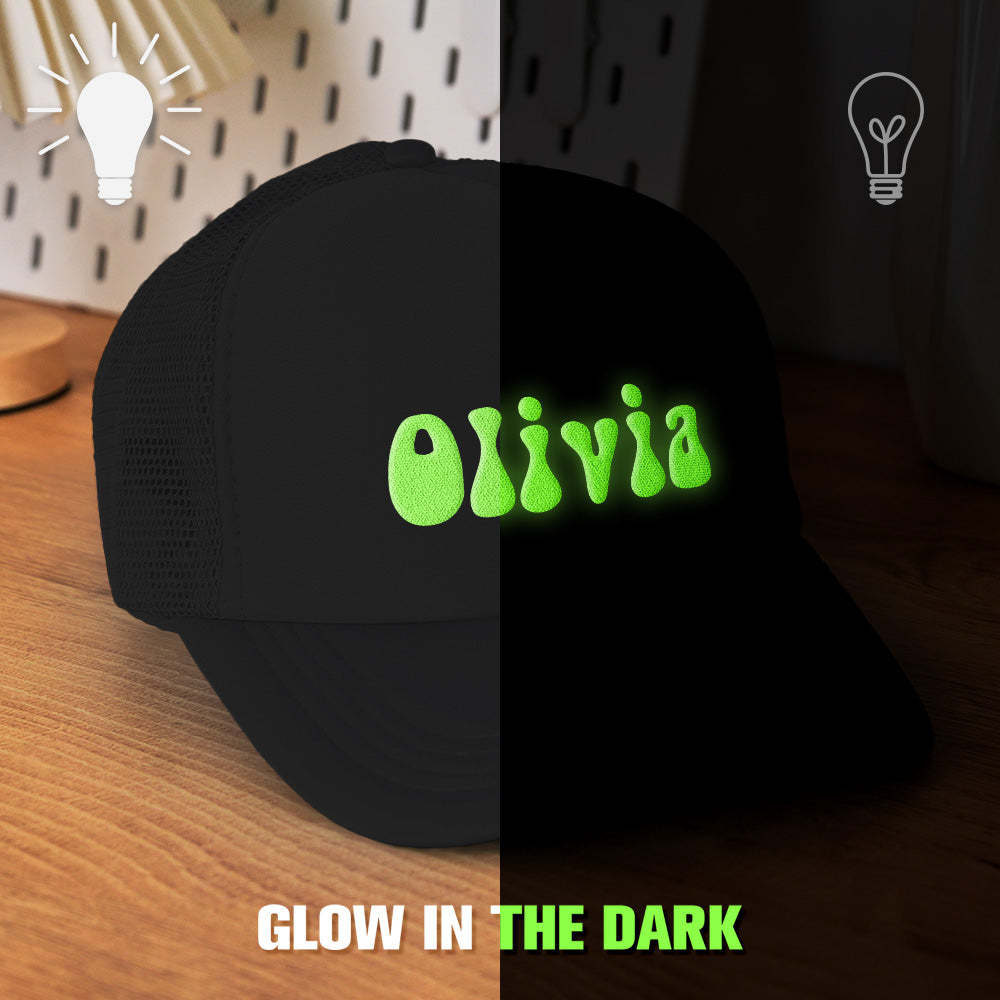 Custom Puff Print Trucker Hat Personalized Glow-in-the-dark Foam Trucker Caps for Adult - MyFaceBoxer