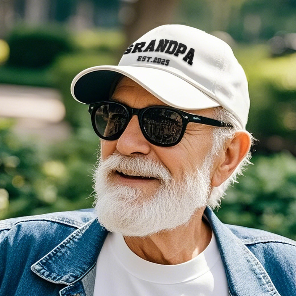 Father's Day Gifts Custom Embroidered Hat, Personalized Date, Vintage Baseball Hat, Gift For New Grandma Grandpa