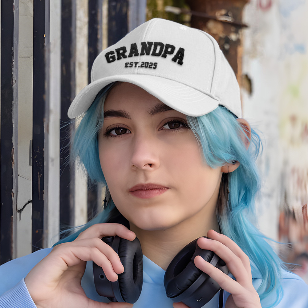 Father's Day Gifts Custom Embroidered Hat, Personalized Date, Vintage Baseball Hat, Gift For New Grandma Grandpa