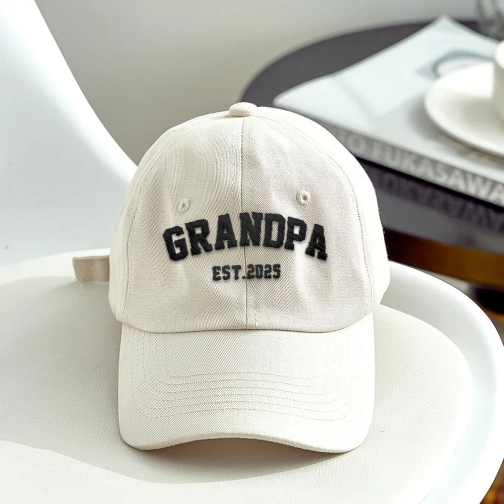 Father's Day Gifts Custom Embroidered Hat, Personalized Date, Vintage Baseball Hat, Gift For New Grandma Grandpa
