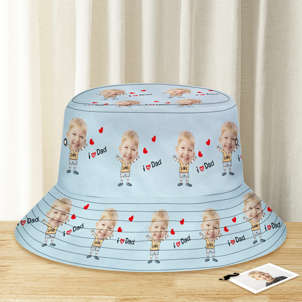 Father's Day Gifts Custom Bucket Hat Unisex Face Bucket Hat Personalized Wide Brim Outdoor Summer Cap Hiking Beach Sports Hats To The Dearest Dad