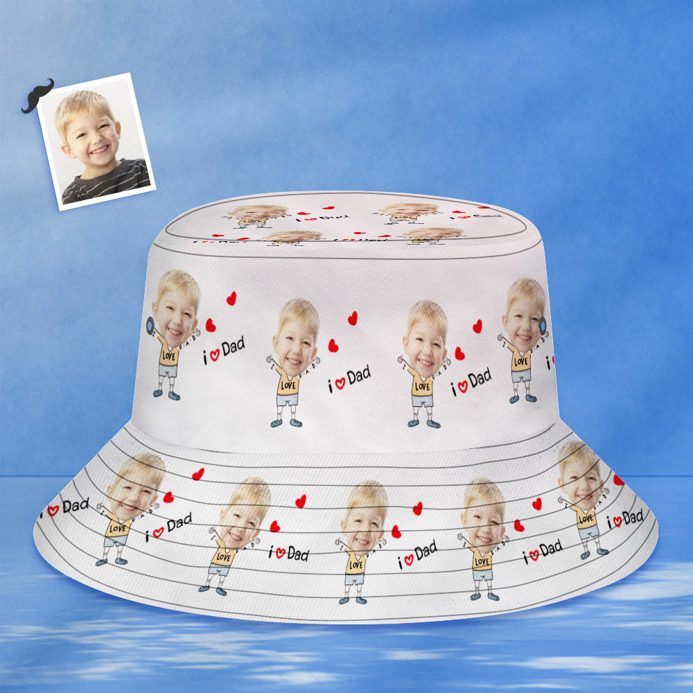 Father's Day Gifts Custom Bucket Hat Unisex Face Bucket Hat Personalized Wide Brim Outdoor Summer Cap Hiking Beach Sports Hats To The Dearest Dad