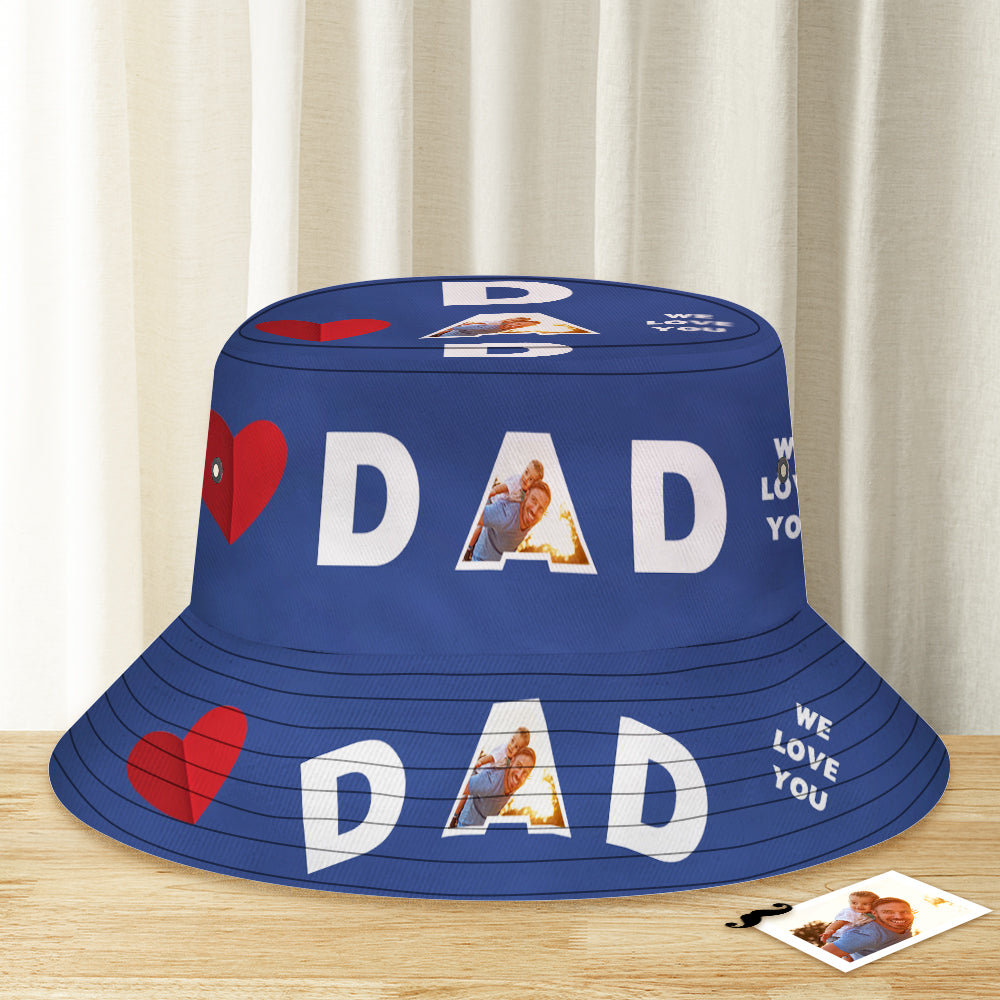 Father's Day Gifts Custom Bucket Hat Unisex Face Bucket Hat Personalized Wide Brim Outdoor Summer Cap Hiking Beach Sports Hats We Love You Gifts For Dad