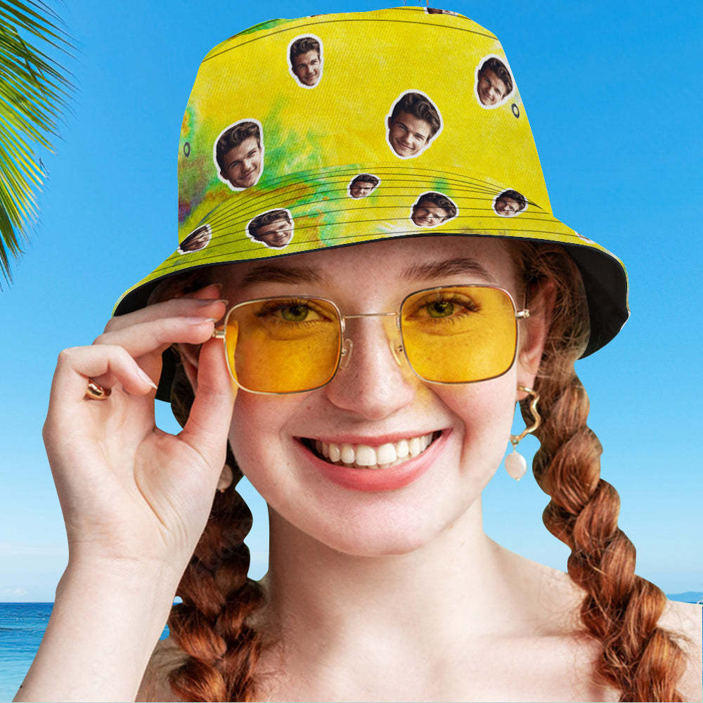 Custom Bucket Hat Unisex Face Bucket Hat Personalized Wide Brim Outdoor Summer Cap Hiking Beach Sports Hats Tie Dye Style - MyFaceBoxer