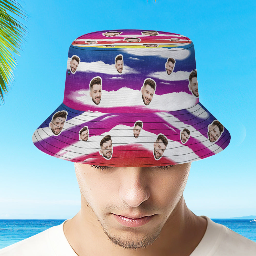 Custom Bucket Hat Unisex Face Bucket Hat Personalized Wide Brim Outdoor Summer Cap Hiking Beach Sports Hats Tie Dye Multicolor - MyFaceBoxer