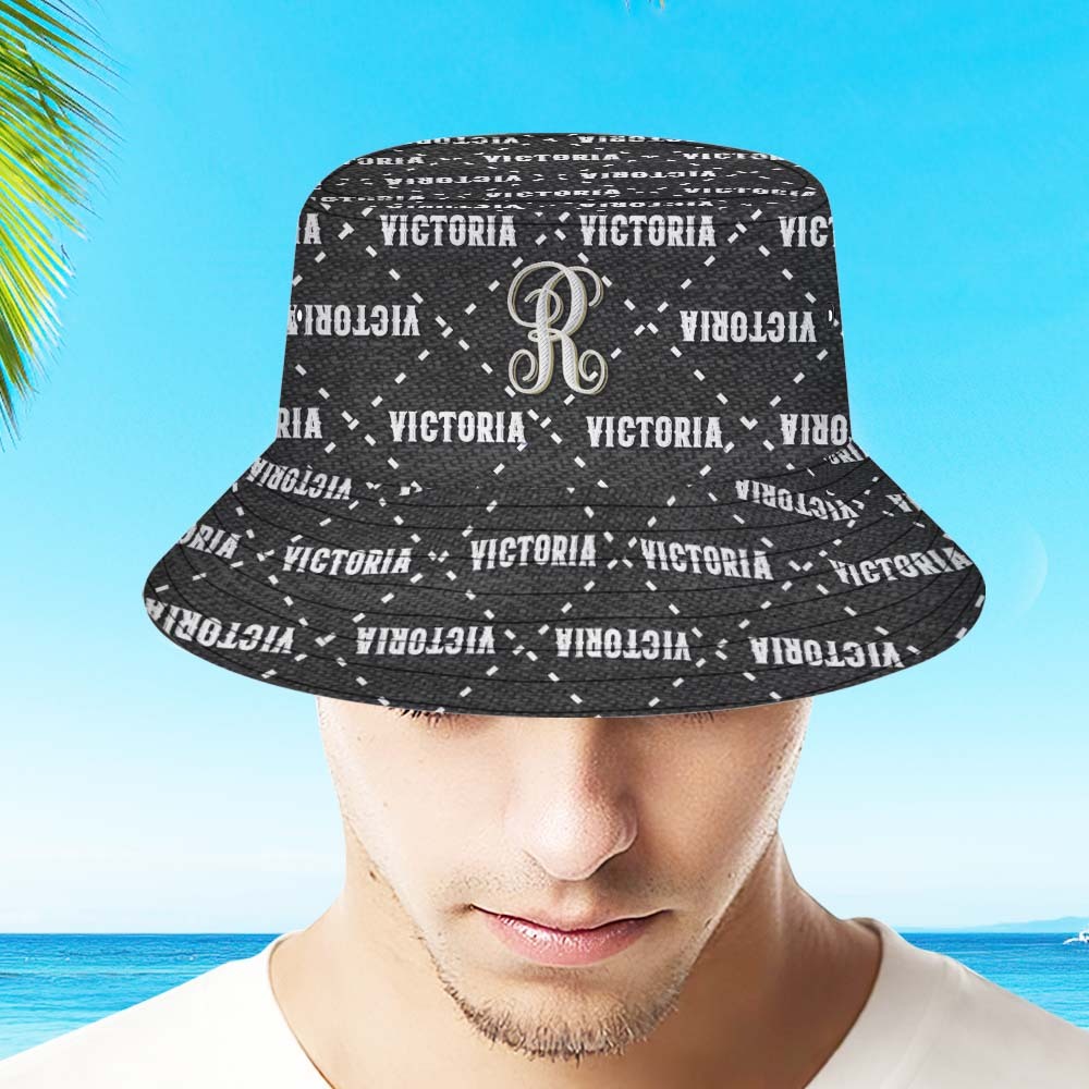 Custom Bucket Hat Unisex Black Plaid Fisherman Hat Personalized Your Name - MyFaceBoxer