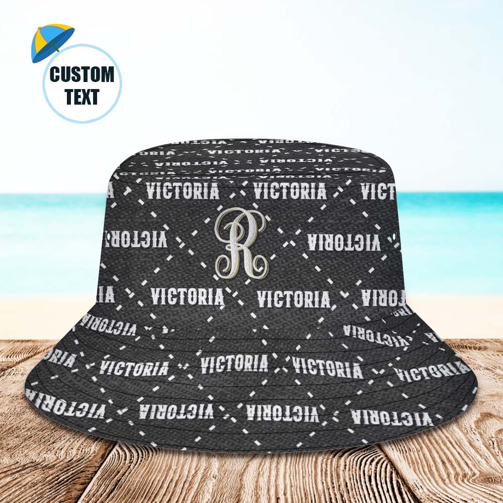 Custom Bucket Hat Unisex Black Plaid Fisherman Hat Personalized Your Name - MyFaceBoxer