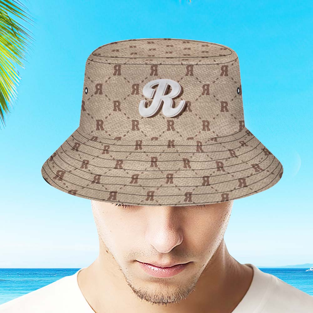 Custom Bucket Hat Unisex Plaid Fisherman Hat Personalized Letter - MyFaceBoxer