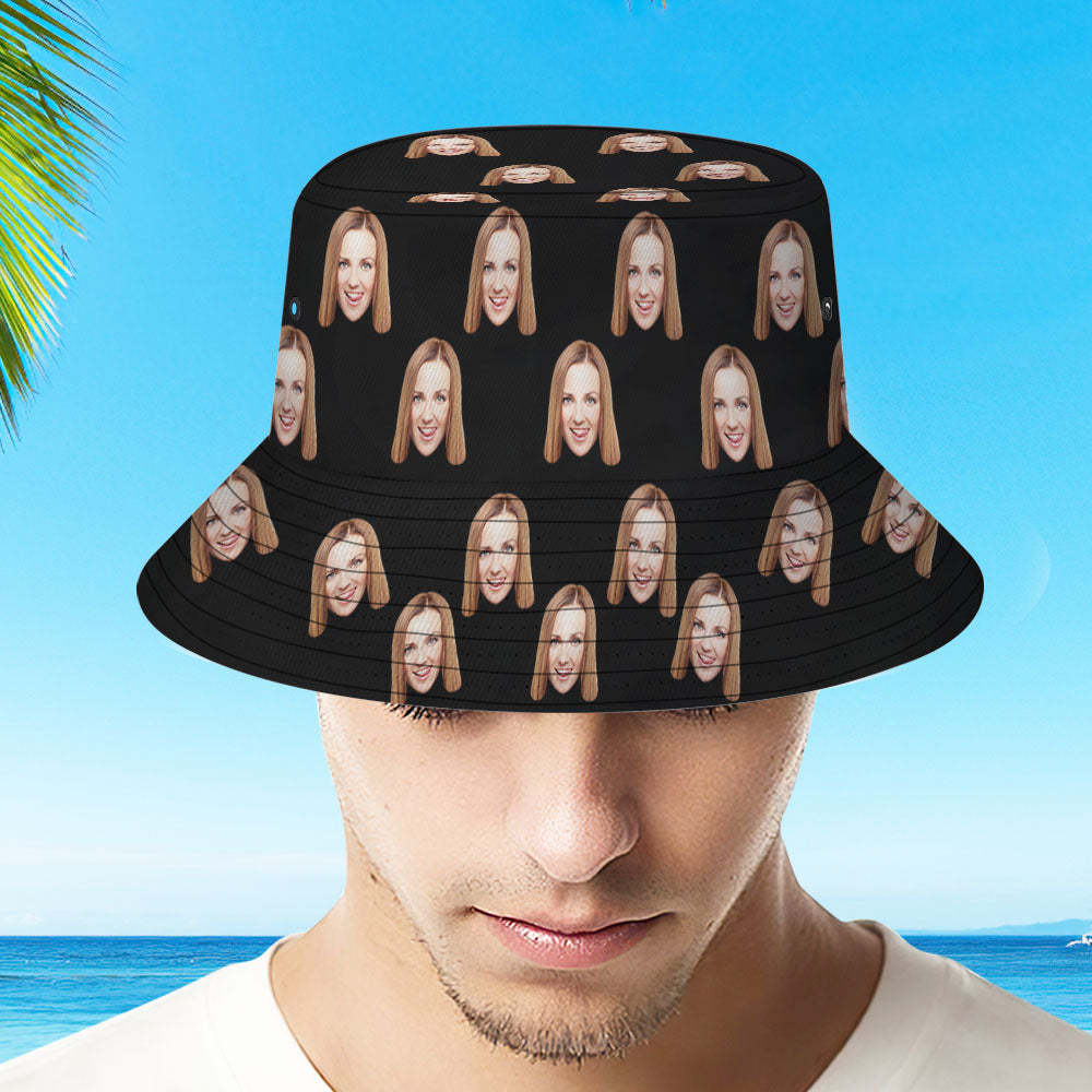 Custom Your Photo Face Summer Bucket Hat Fisherman Hat - Green - MyFaceBoxer