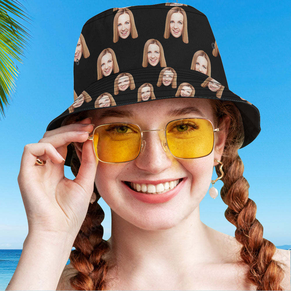Custom Your Photo Face Summer Bucket Hat Fisherman Hat - Green - MyFaceBoxer