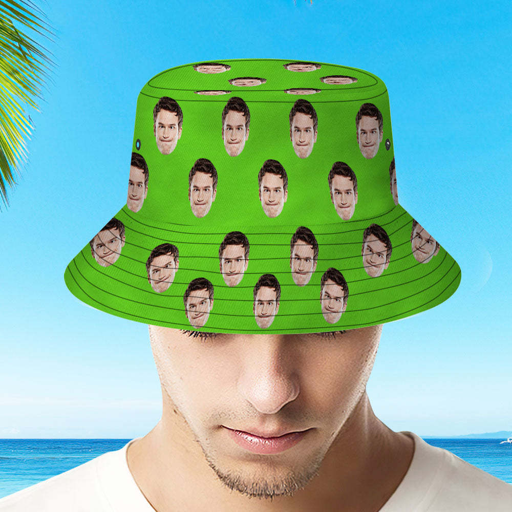 Custom Your Photo Face Summer Bucket Hat Fisherman Hat - Green - MyFaceBoxer