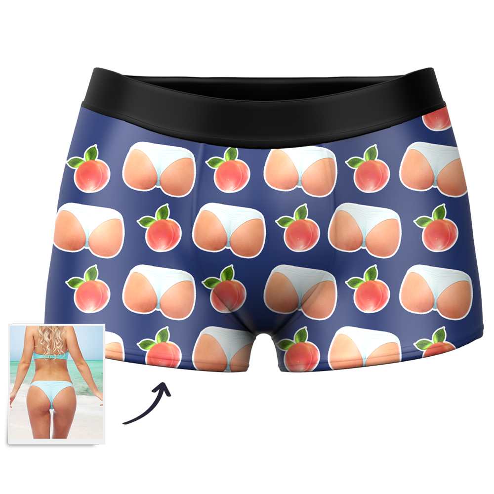 Men's Custom Peach Photo Boxer Shorts - MyFaceBoxer