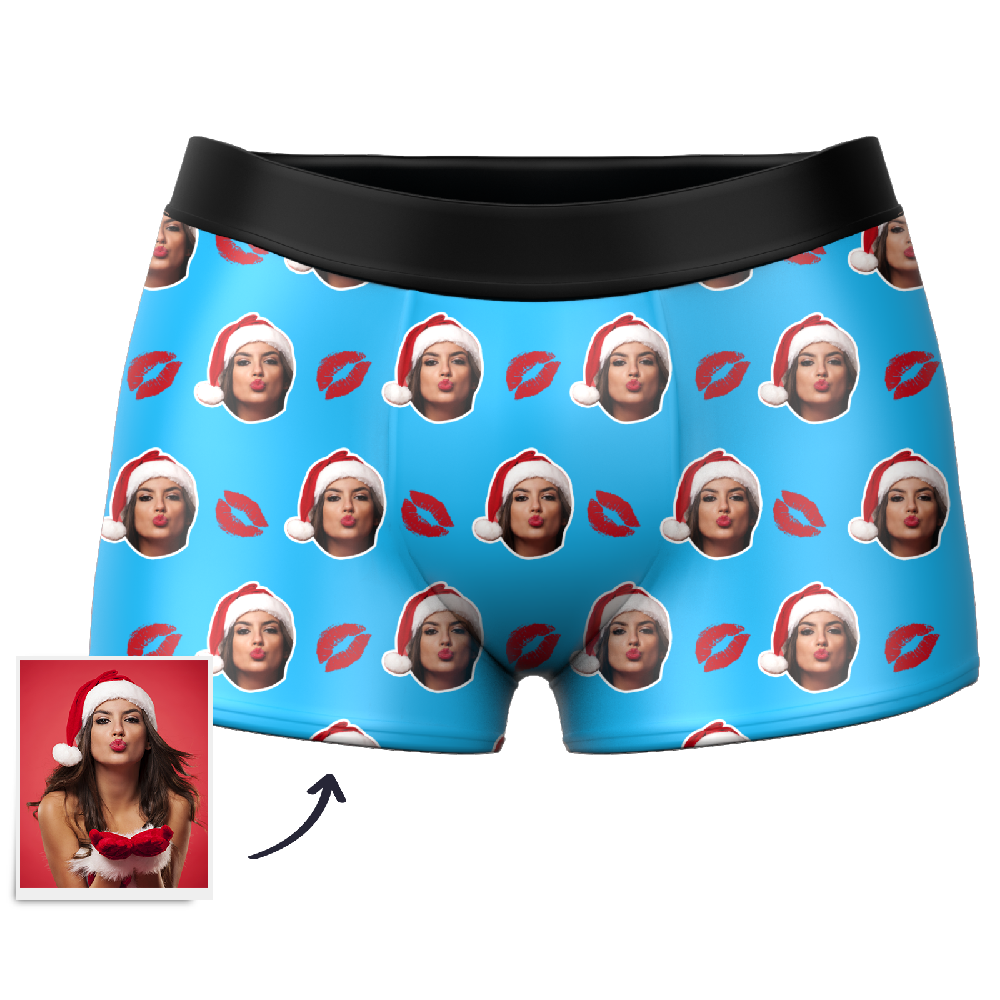 Couple Men's Custom Face Boxer Shorts 3D Online Preview- Kiss - MyFaceBoxer