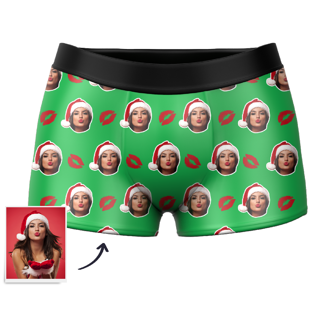 Couple Men's Custom Face Boxer Shorts 3D Online Preview- Kiss - MyFaceBoxer
