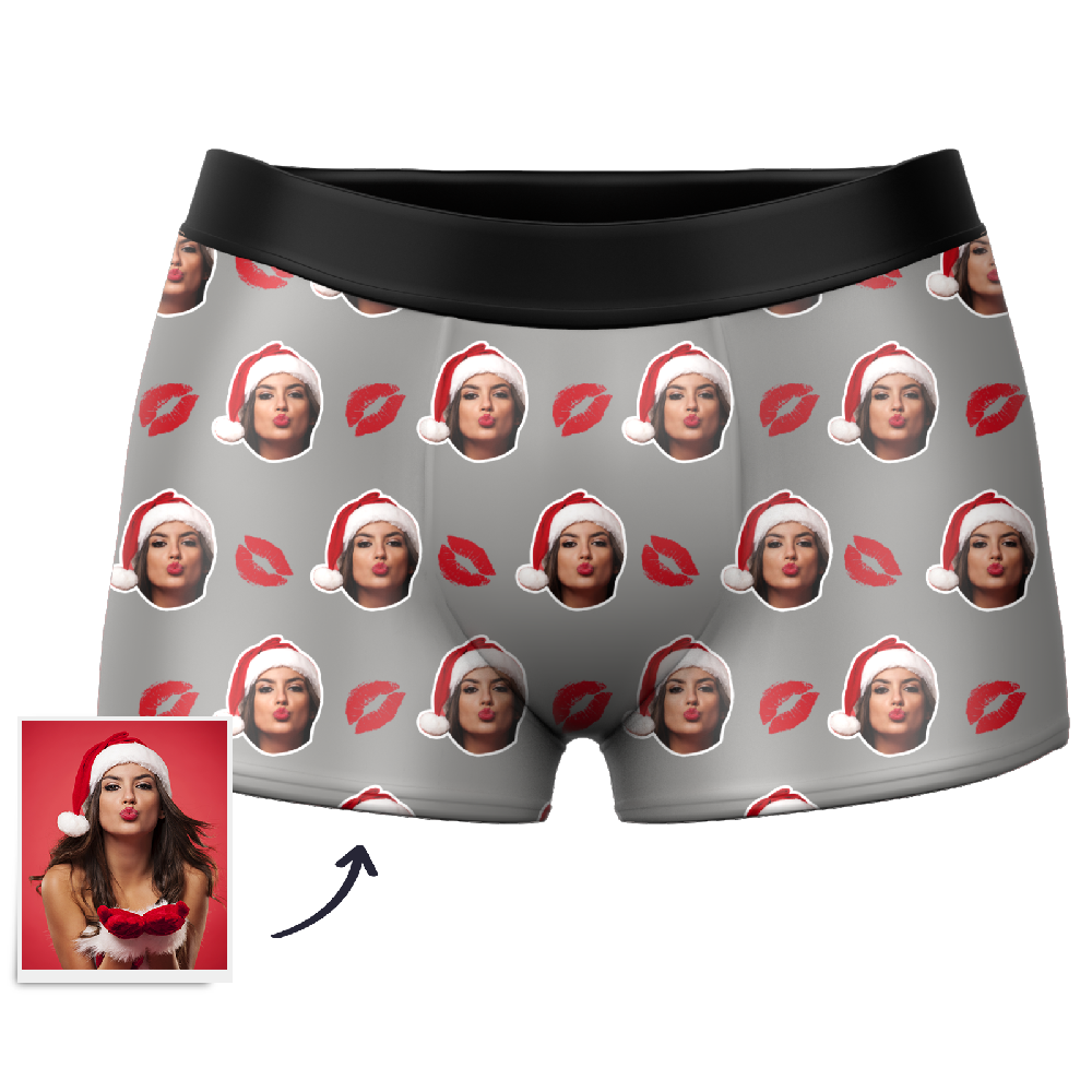 Couple Men's Custom Face Boxer Shorts 3D Online Preview- Kiss - MyFaceBoxer