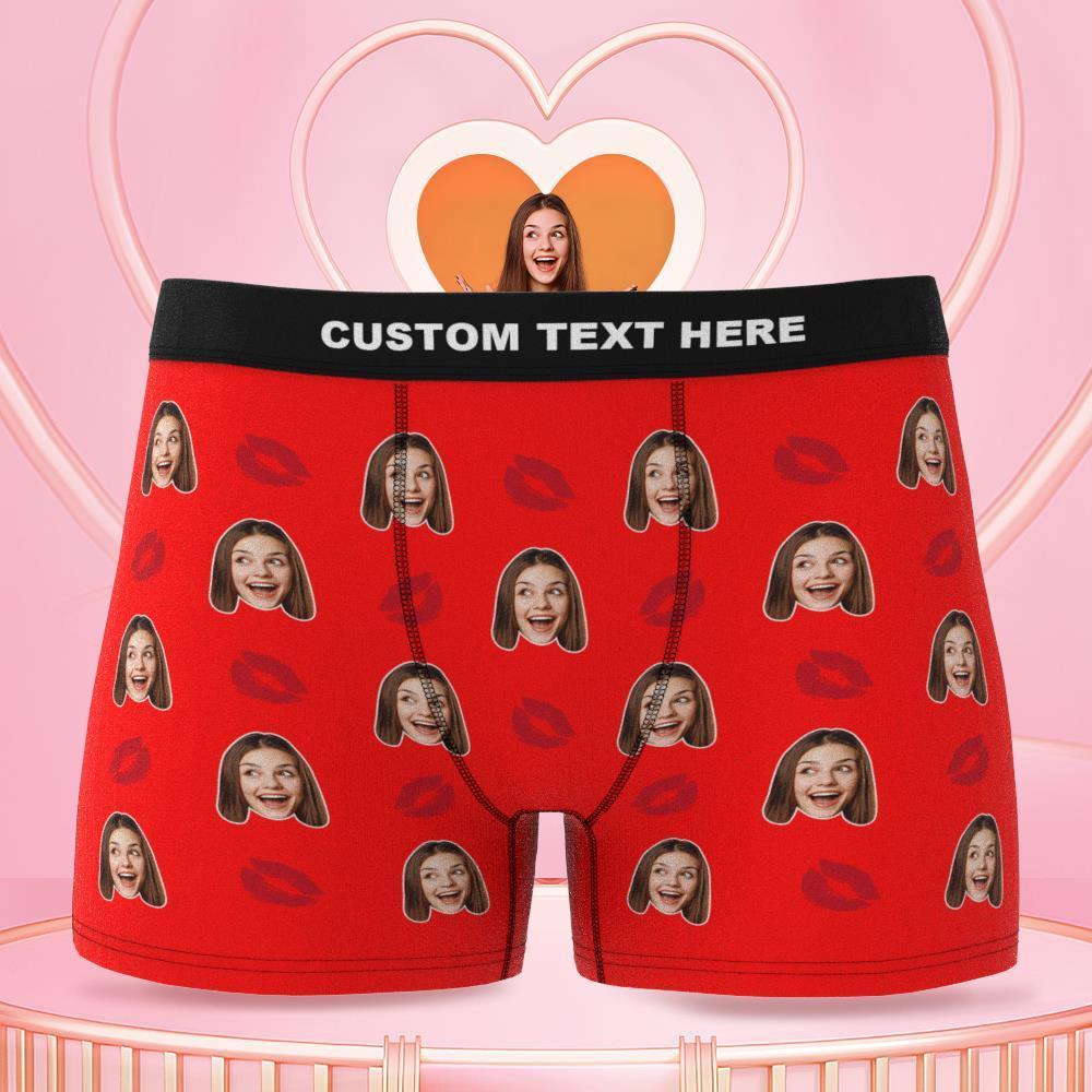 Couple Men's Custom Face Boxer Shorts 3D Online Preview- Kiss - MyFaceBoxer
