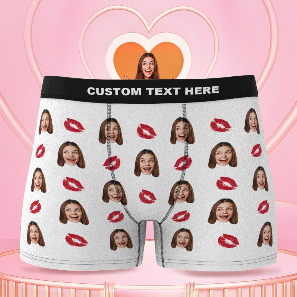 Couple Men's Custom Face Boxer Shorts 3D Online Preview- Kiss - MyFaceBoxer