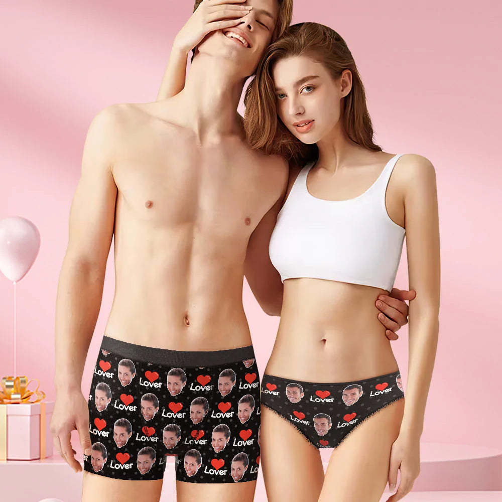 Custom Face Couple Matching Underwear My Lover Personalized Funny Underwear Gift for Lovers - MyFaceBoxer