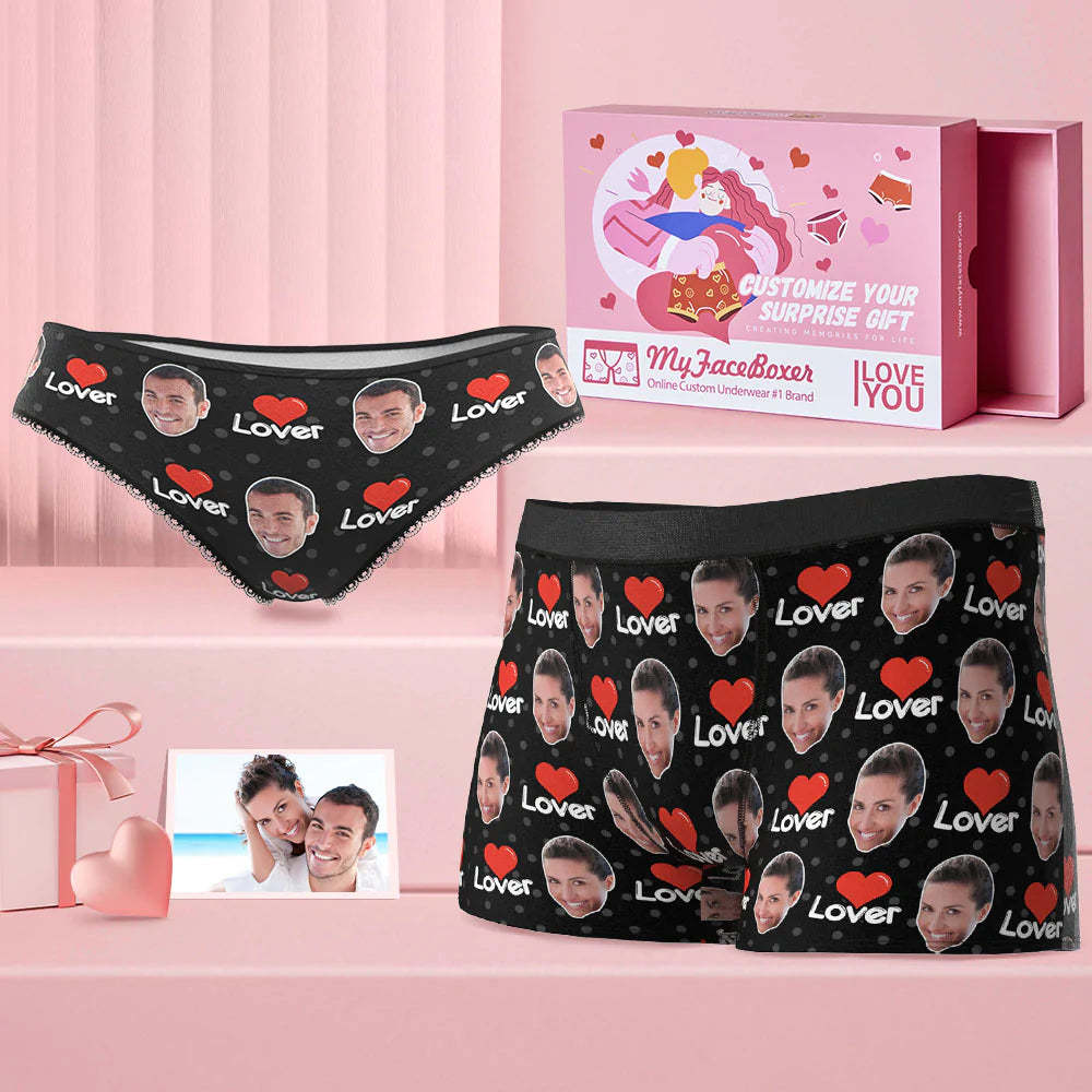 Custom Face Couple Matching Underwear My Lover Personalized Funny Underwear Gift for Lovers - MyFaceBoxer
