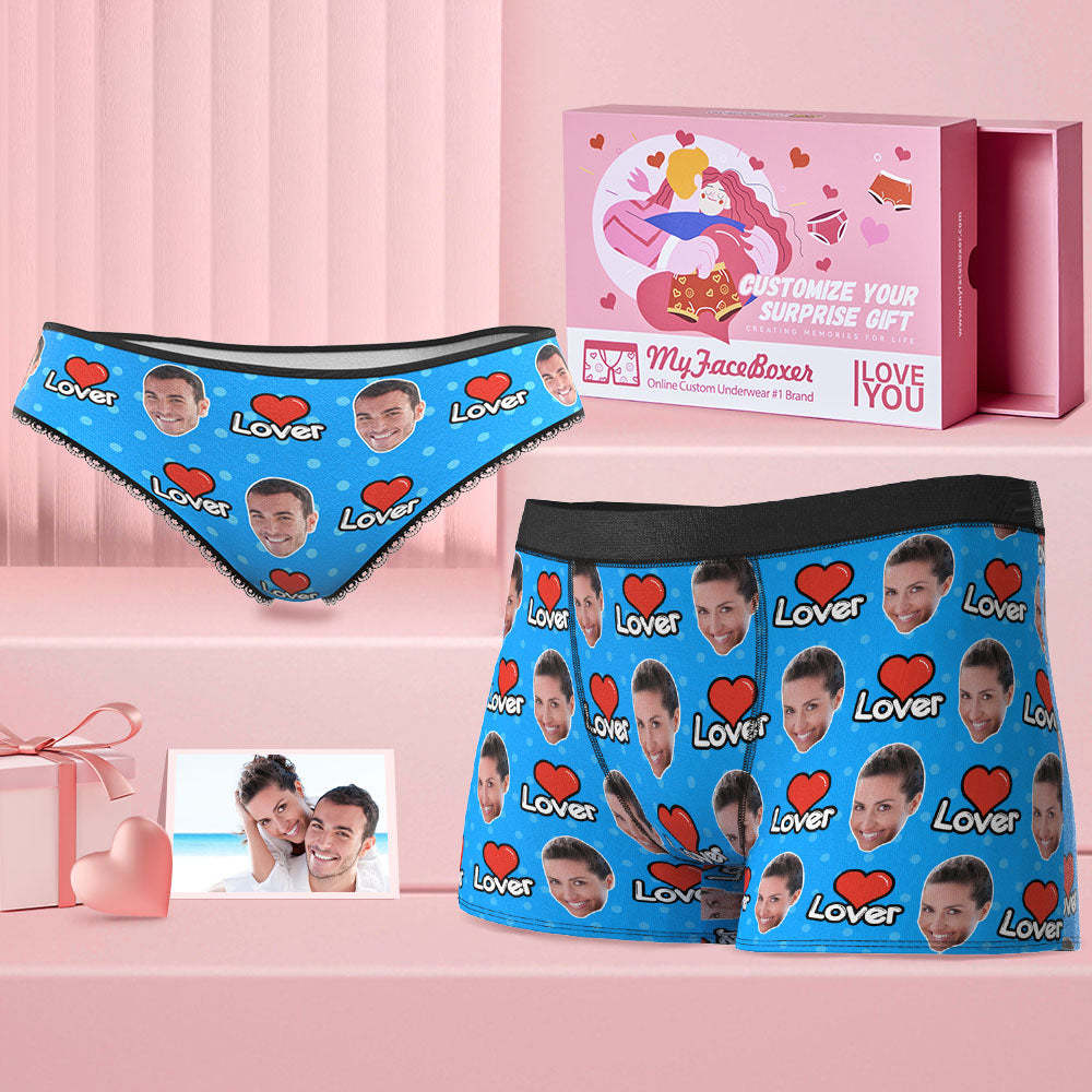 Custom Face Couple Matching Underwear Multicolor My Lover Personalized Funny Underwear Gift for Lovers - MyFaceBoxer